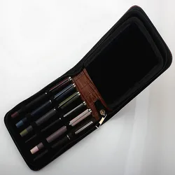 Coffee Crocodile Pattern 12 Pens Fountain Pen/Roller Pen PU Leather Zipper Case Holder New