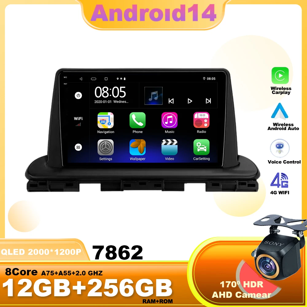 

Android14 For Kia Cerato 4 IV 2018 - 2021 Car Radio Navigation Multimedia Video Player WIFI 4G BT Head Unit Wireless Carplay GPS
