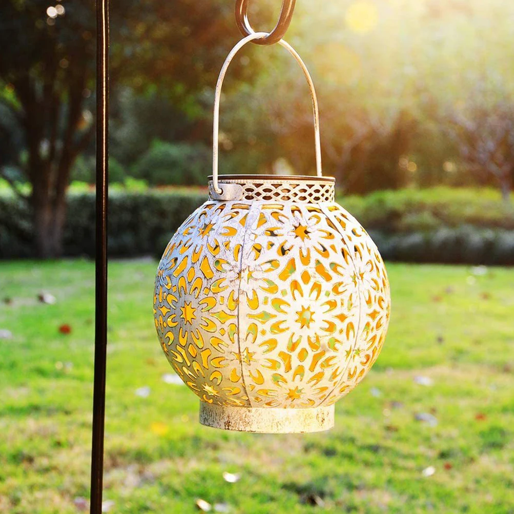 

Lantern Waterproof Hollow For Garden Decor Yard Light Pathway Outdoor Powered Garden Lanterns Hanging Solar Lights Weatherproof