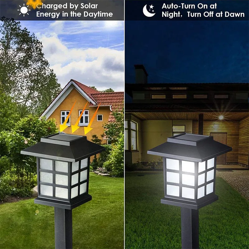 6PCS Solar Rasen Lichter Retro Kleine Haus Lichter LED Garten Boden Eingesetzt Dekorative Nacht Lichter Villa Garten Landschaft Lichter