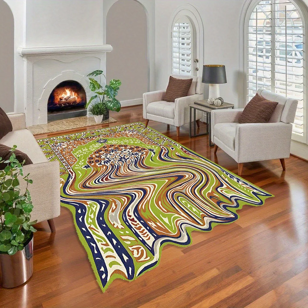 

VIKAMA Nordic Abstract Ripple Carpet, Easy to Maintain, Living Room, Bedroom Mat, Cloakroom Carpet, Home Decoration