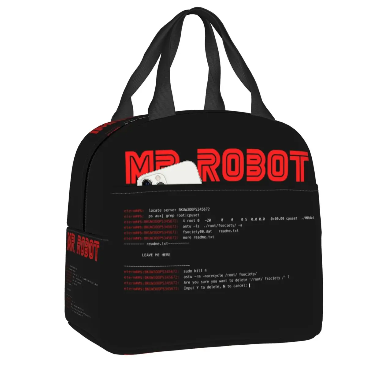 Mr Robot Coding Programming Lunch Bag Programmer Developer Code Leakproof Food Insulated Cooler Thermal Lunch Box For Women Kids