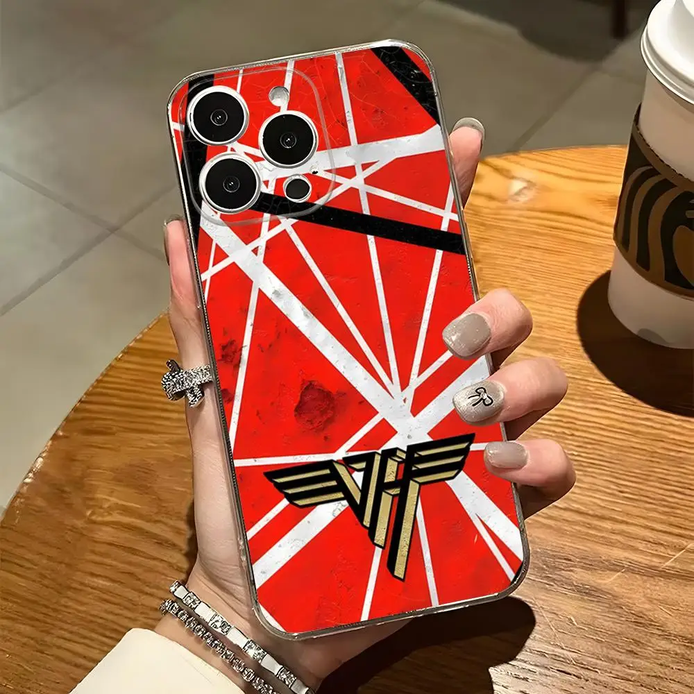 Eddie Van Halen Graphic Guitar Phone Case For Iphone 15 Pro Max 14 16 Plus 11 12 Mini 13 Pro 7 8 X XR XS SE Transparent Cover