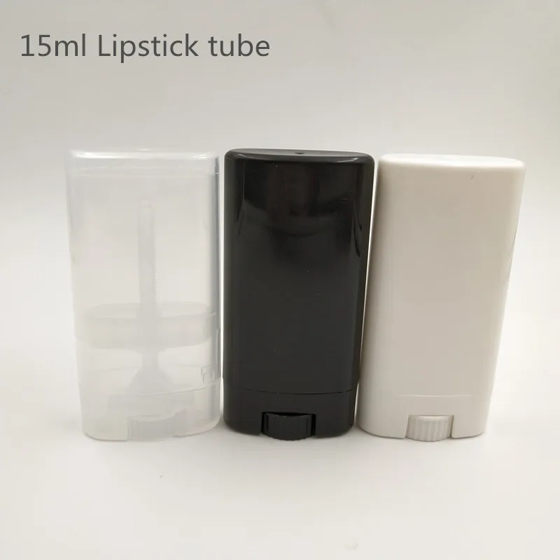 25pcs White Black Transparent Empty Oval Flat Lip Balm Tubes Plastic Solid Perfume Deodorant Stick Containers