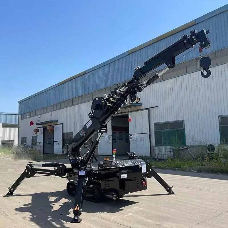 3ton Diesel Electric Spider Crane 14m Construction Small Lift Spider Crane with Fly Jib Man Basket Glass Suction Cup