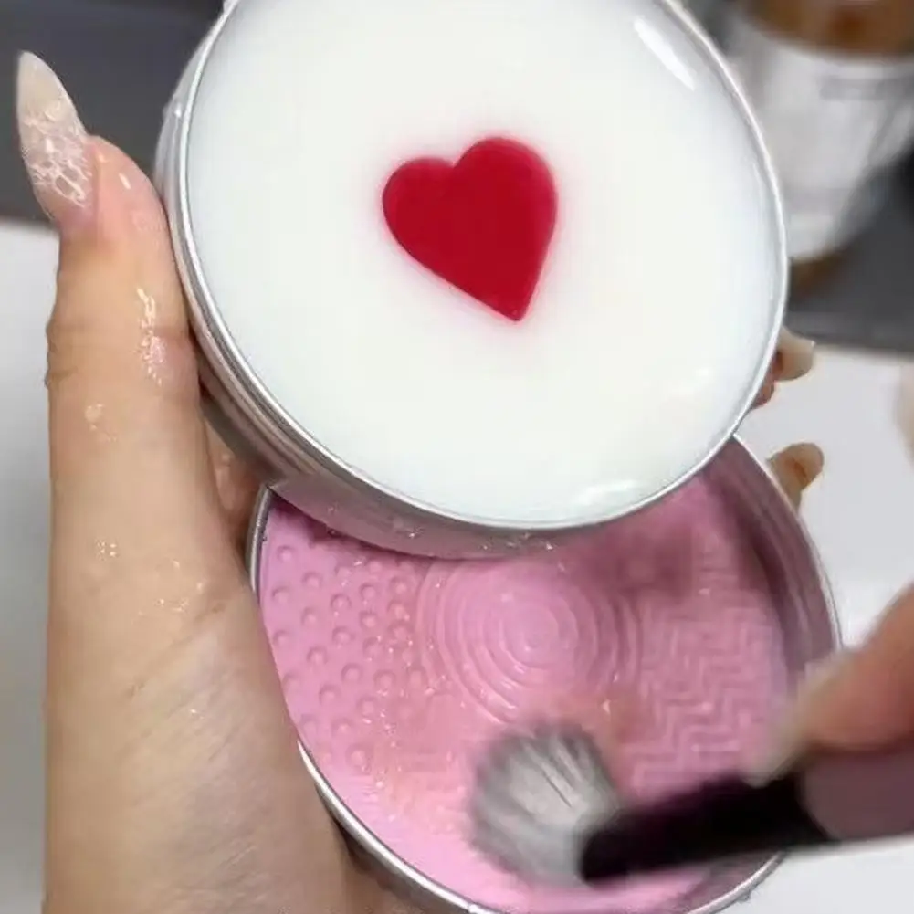 Herzförmige Reinigungsseife + Silikonpad, Make-up-Pinsel und Beauty-Mixer, Reinigungsseife, Beauty-Tool und Puderquaste-Reinigungsseife