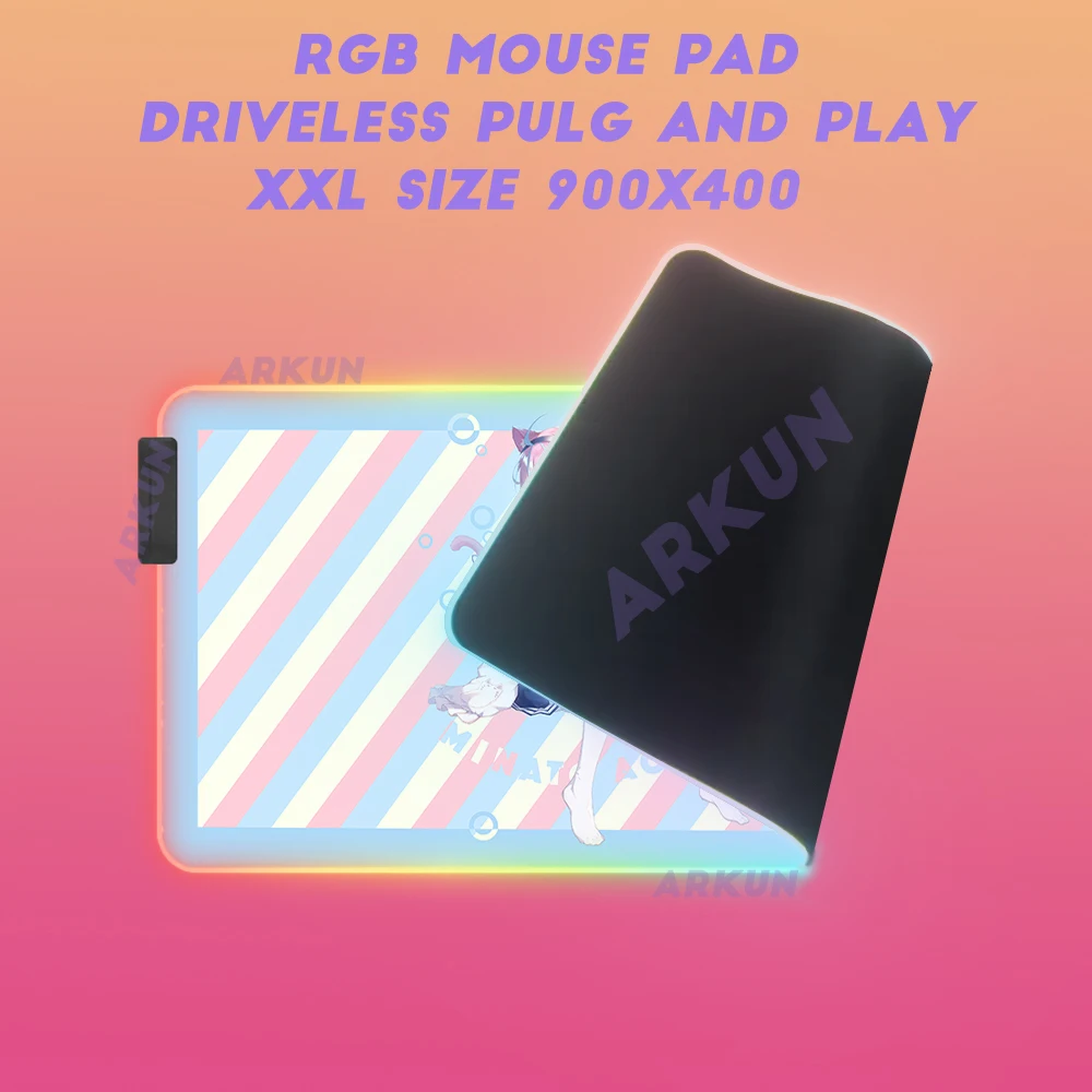 RGB Hot Popular Virtual Entertainer Sex Kawaii Minato Aqua Sakuna Yuuki Gaming Mouse Pad Backlight Keyboard Computer Game Mat
