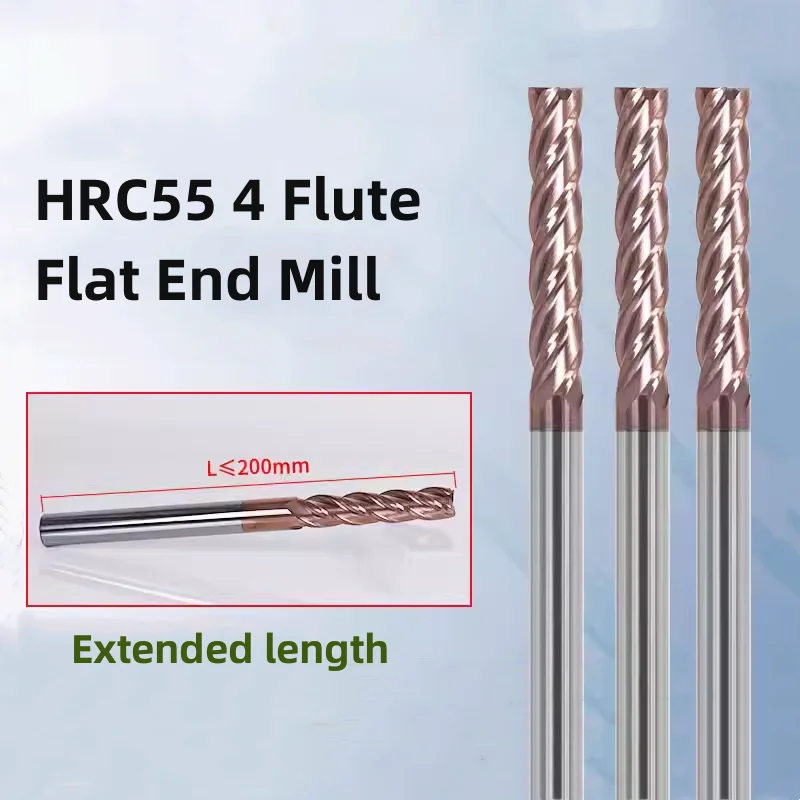 Fresa in acciaio al tungsteno HRC55 Fresa estesa in lega di carburo a 4 flauto 25x50x25x100 8x60x8x200 12x55x12x150 16x75x16x150