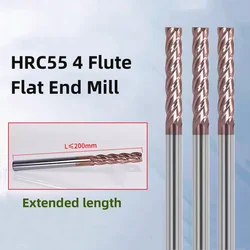 Fresa in acciaio al tungsteno HRC55 Fresa estesa in lega di carburo a 4 flauto 25x50x25x100 8x60x8x200 12x55x12x150 16x75x16x150