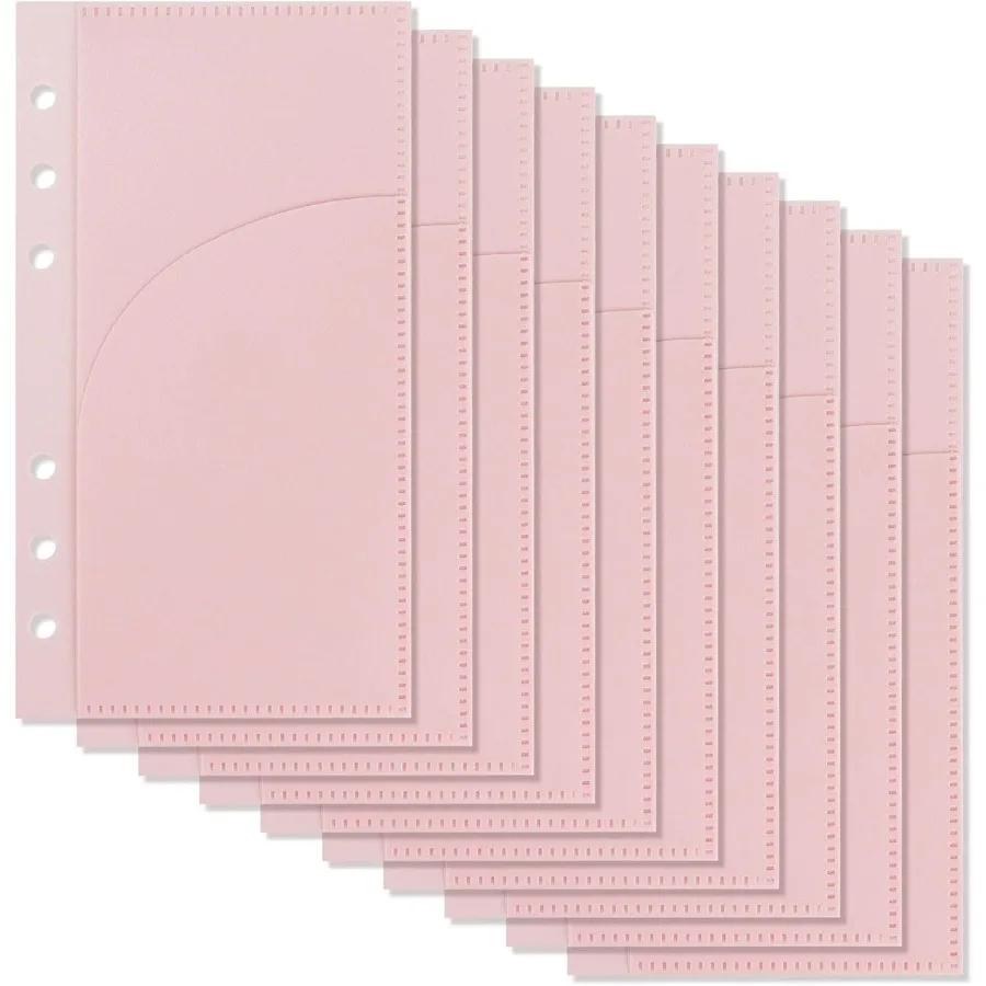 جيوب مجلد A6 بدون سحاب وردي 10 قطعة مظاريف ميزانية بلاستيكية بدون سحاب جيبين مغلفات نقدية بلوري حقيبة نقود لـ #1