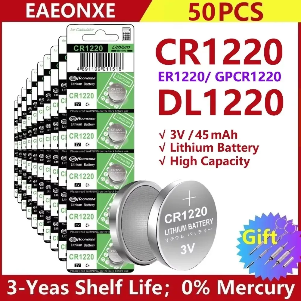 

NEW CR1220 45mAh 3V Lithium Batteies Button Coin Cell Battery For Watch Car Remote Key CR 1220 ECR1220 GPCR1220 5012LC