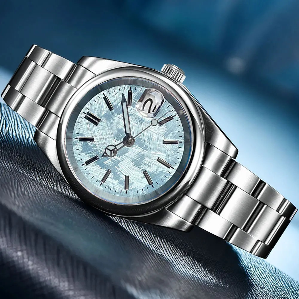 36mm/39mm Round Bezel Stainless Steel MIYOTA 8215 Mechanical Watch for Men Texture Dial Date Window Cyclop 20ATM Tandorio