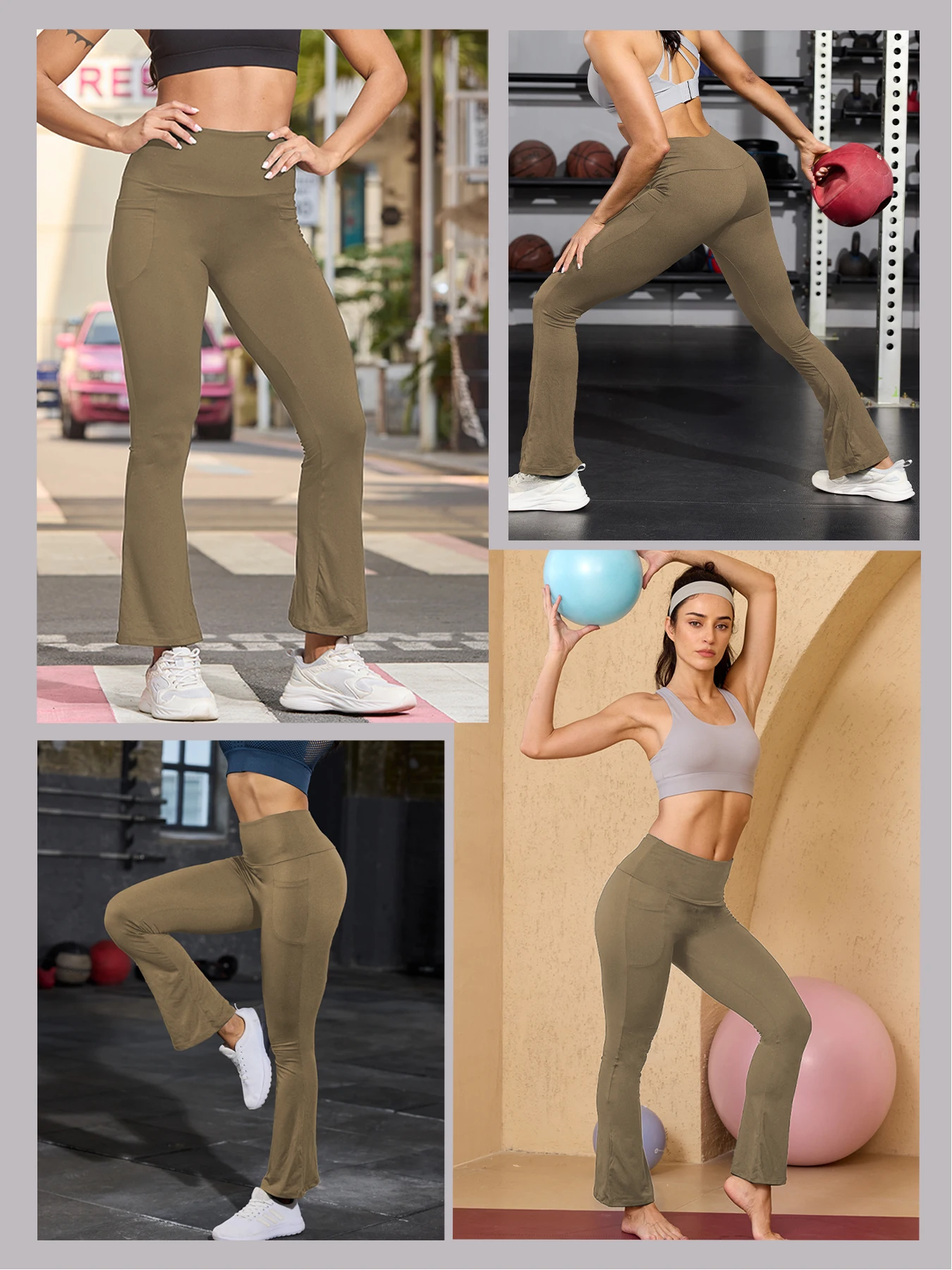 Superzachte wijde broek dames, hoge taille met zakken, buikcontrole, niet doorschijnend, geschikt voor workout, yoga, thuis en casual.