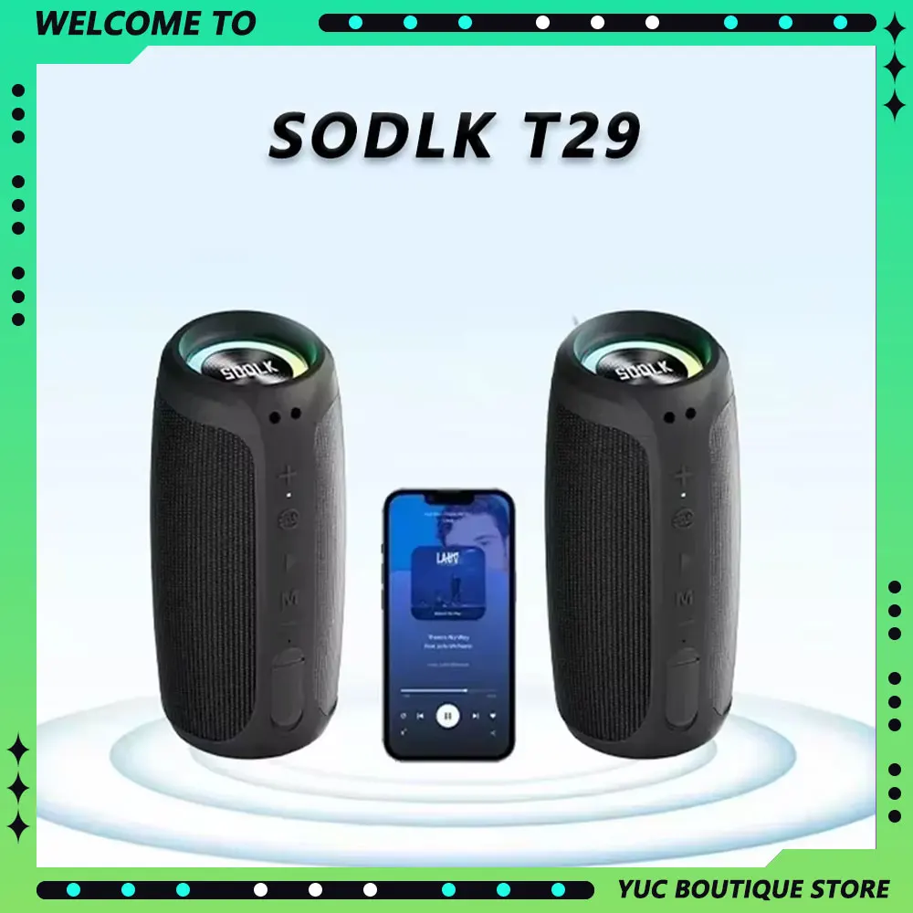 SODLK T29 60W High Power Outdoor Subwoofer Portable Bluetooth Speakers IPX7  Waterproof Deep Bass 3D Stereo Surround Sound Box