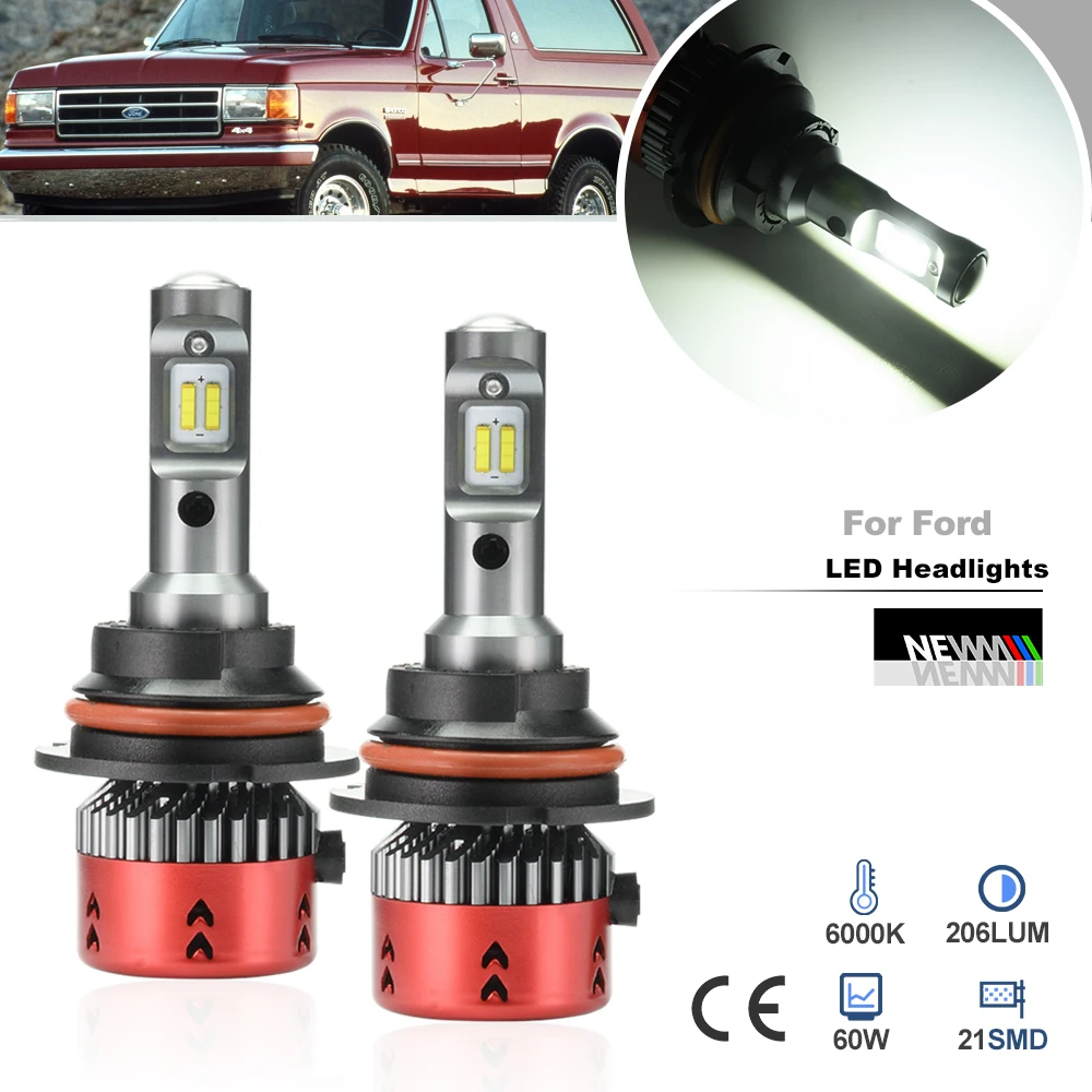 

For Ford Bronco Escort Mustang F150 F250 F350 Ranger Explorer Taurus For Lincoln Mark VII 9004 HB1 Led Hi/Lo Headlight Bulbs