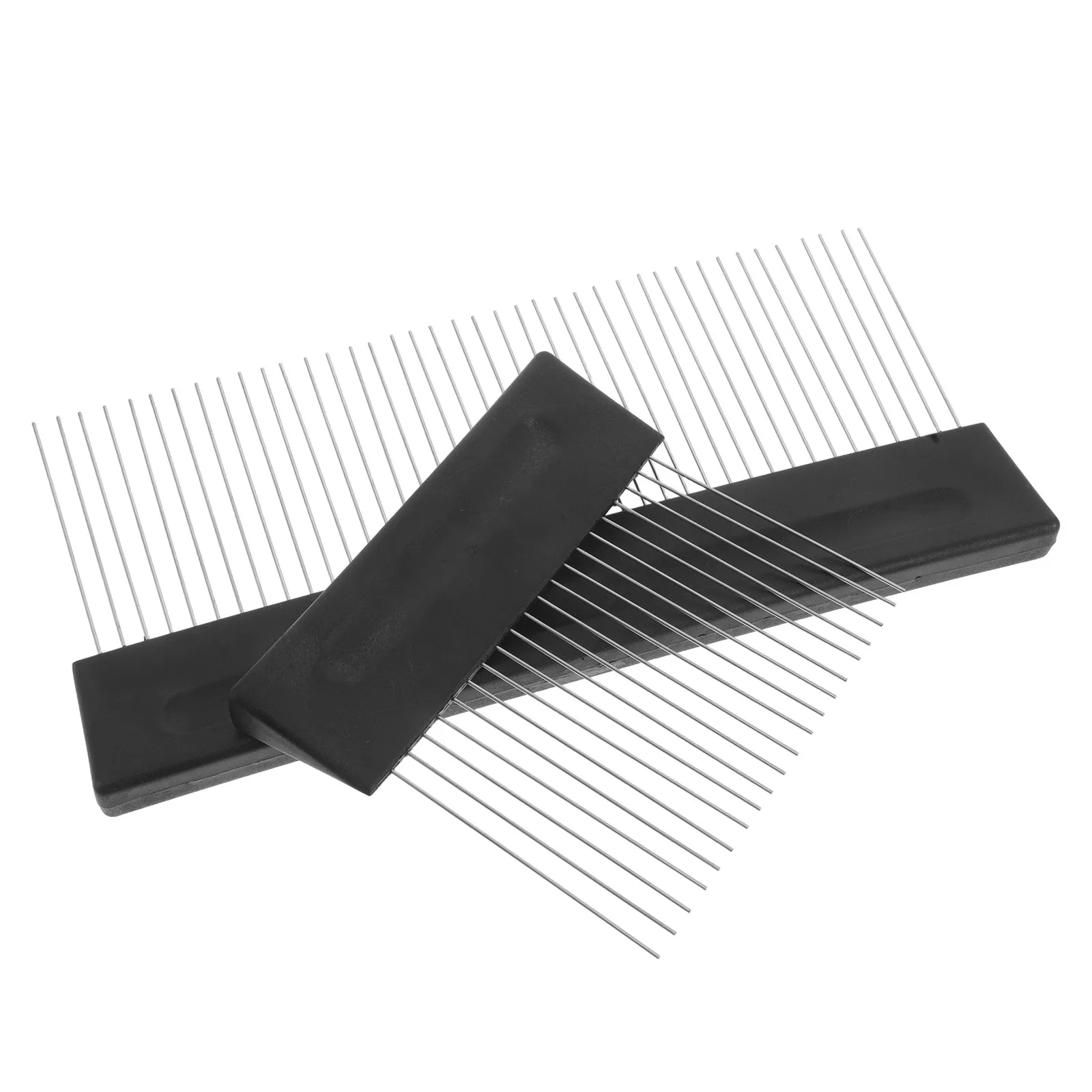 

2Pcs Stainless Steel Paint Brush Comb Plastic Handle Multi-Functional Edge Painting Tool Texture Pattern Maker for Walls Art DIY