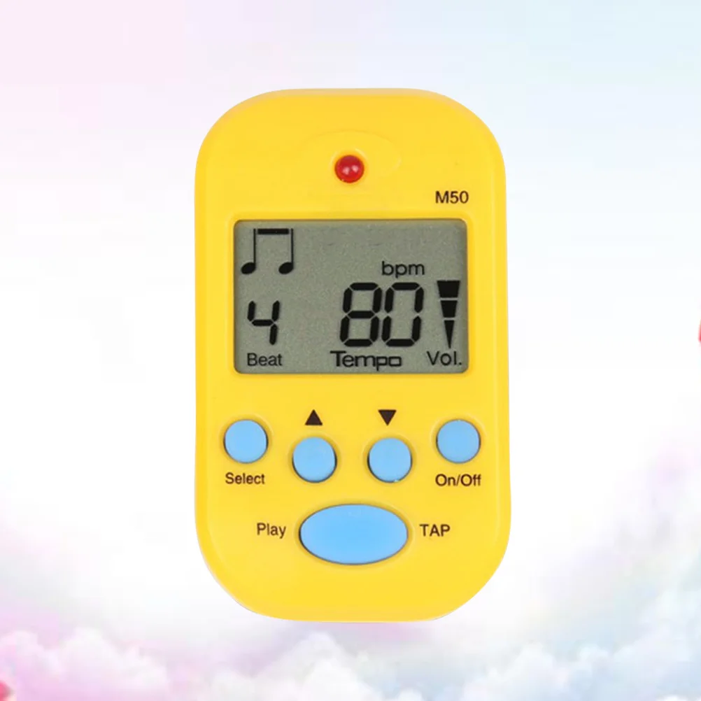 

Yellow Guitar Digital Beat Mini Metronome Mechanical High Accuracy Clip-on LCD Screen Tap Function Musical Instrument
