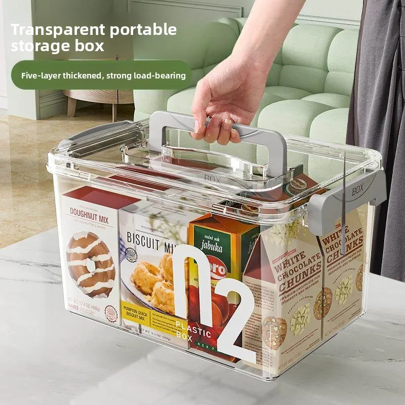 

Прозрачный утолщенный контейнер для хранения большой емкости, органайзер для игрушек и закусок, коробка для хранения мелочей, современный простой стиль