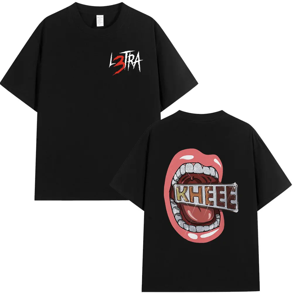 Camisetas del álbum Rapper Luar La L L3TRA KHEEE para hombre, camisetas de manga corta a la moda Hip Hop, camiseta holgada de algodón, ropa de calle