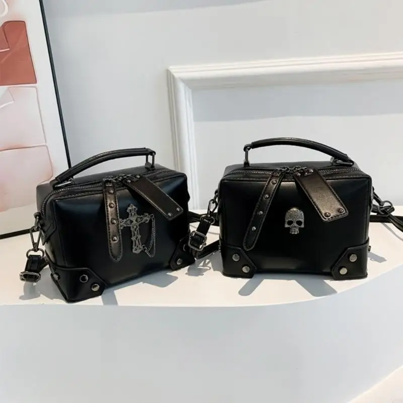

X90D Fashionable Punk Shoulder Crossbody Bag PU Leather Small Handbag with Top Handle
