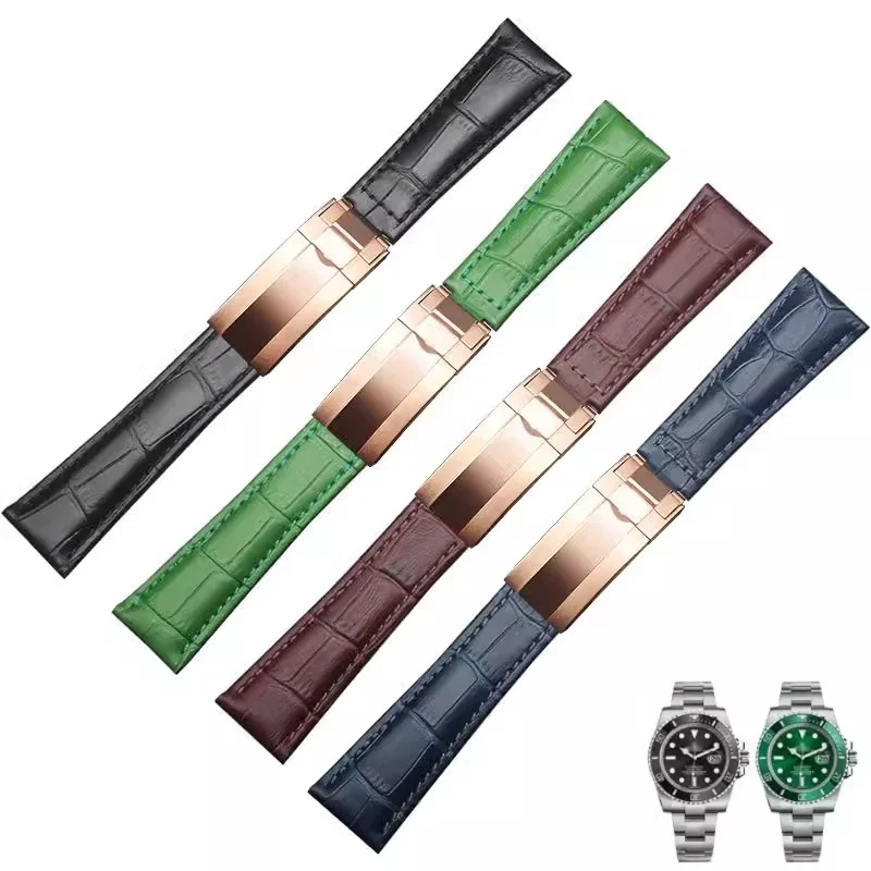 For Rolex SUBMARINER Yacht-Master DAYTONA GMT Crocodile Grain Leather Men's Watch Strap Watch Accessories Band 20mm