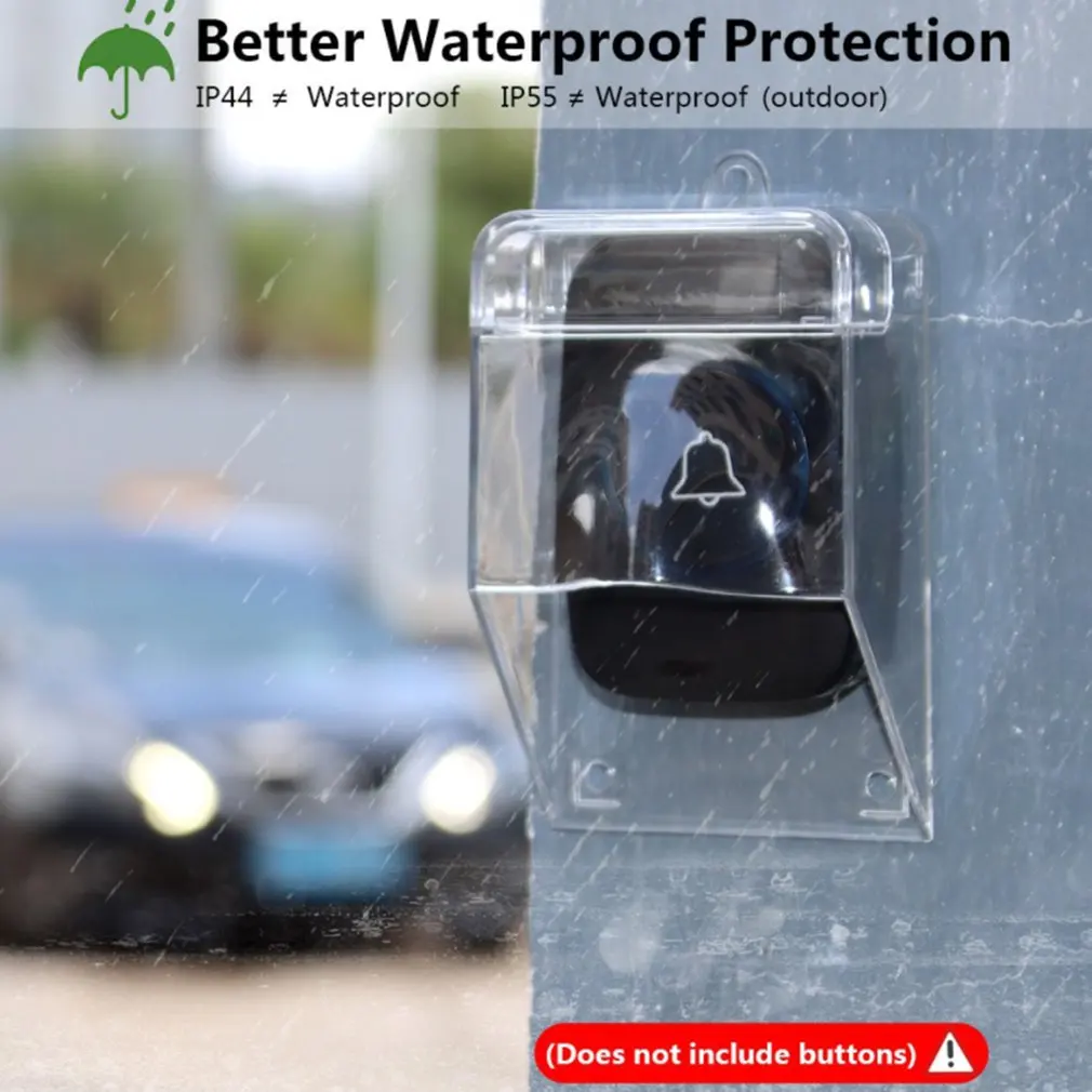 Waterproof Cover For Wireless Doorbell Door Bell Ring Chime Button Transparent Door Bell Protective Cover For Home Doorbell