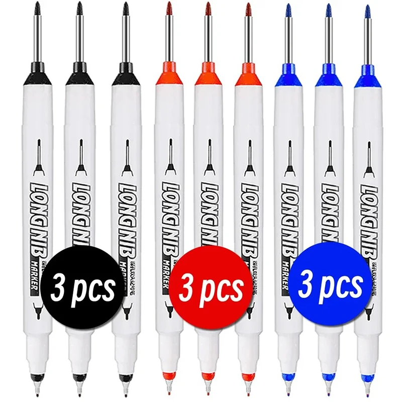 

20mm Long Head Deep Marker Pen Woodworking Decoration Permanent Doule-Tip Marker Waterproof Metal Perforating Pen Multi-Purpose