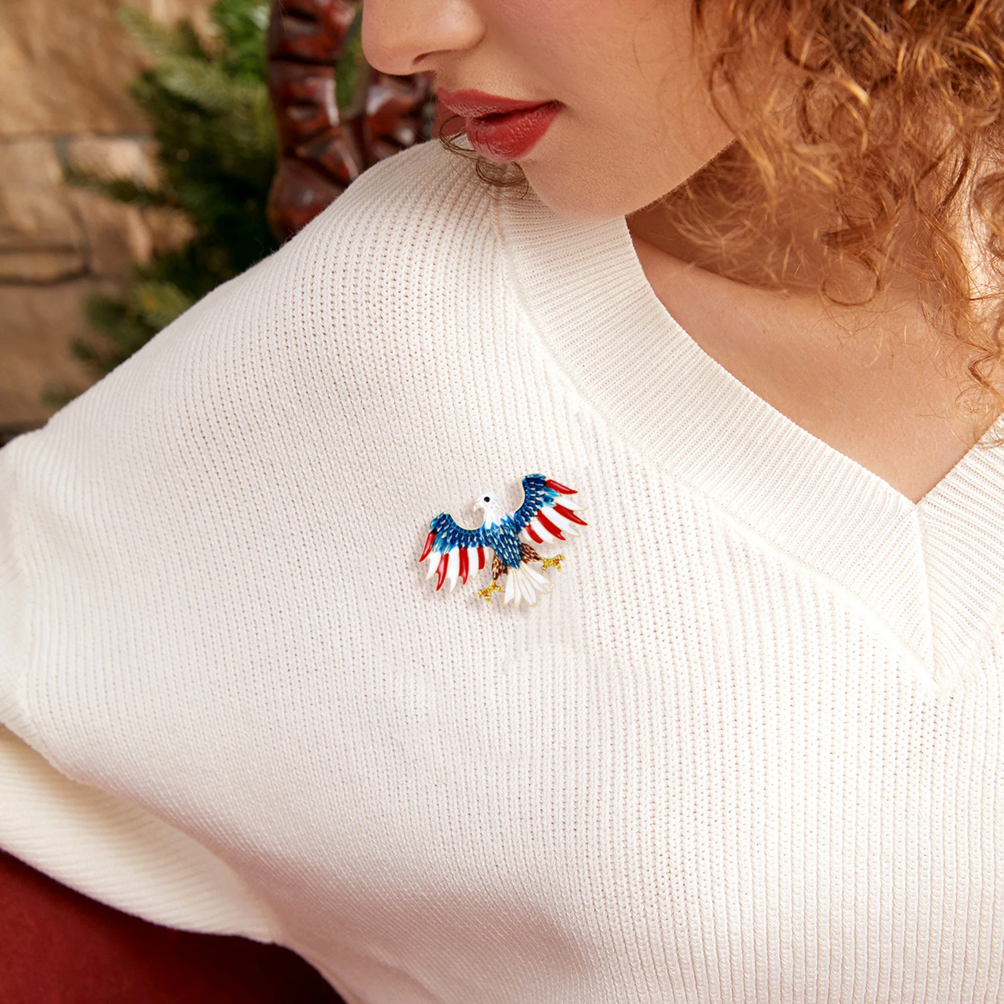 Enamel Statue of Liberty Brooches for Women Unisex Rhinestone American Flag Pins Office Party Friend Gifts Jewelry Accessories