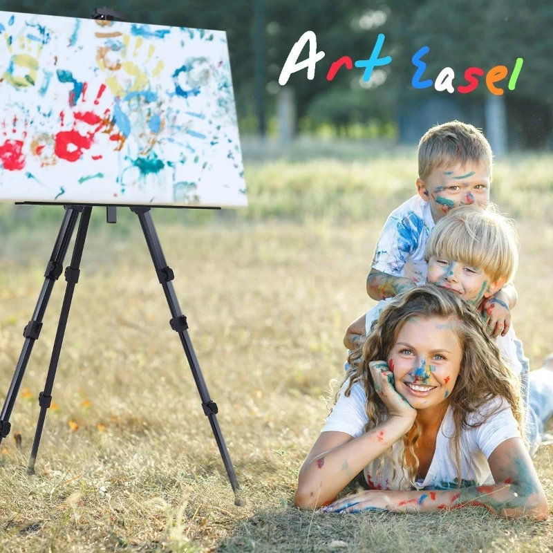 1 قطعة قابلة للطي قابل للتعديل رسم معدني حامل بمسند للوح الرسم المحمولة سبائك الألومنيوم السفر الحامل للفنان لوازم الفن الرسم