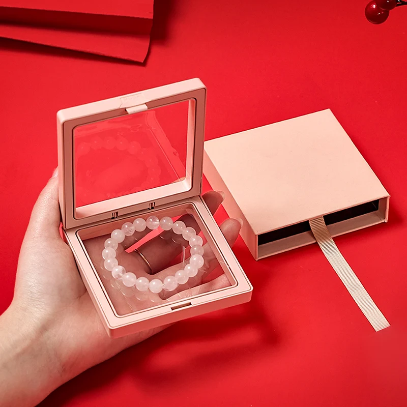 3-teiliges Set, transparente schwimmende Präsentationsbox in 3 Größen, Schmuckaufbewahrungsbox aus Kunststofffolie, Schmuckverpackungsbox/Geschenkbox