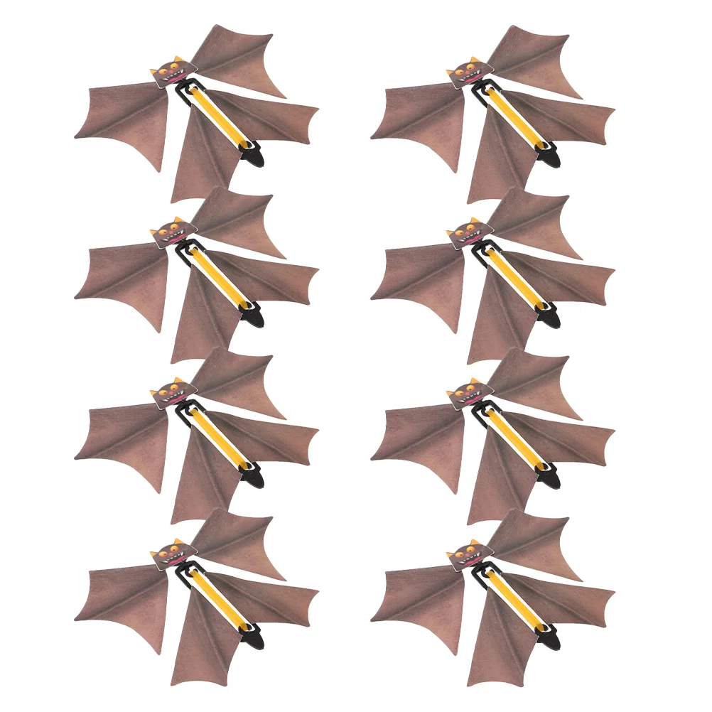 

8 Pcs Bats Halloween Decoration Manual Wind up Flying Craft Desktop nament Bat Props Wall Mount Scary Bat Gifts