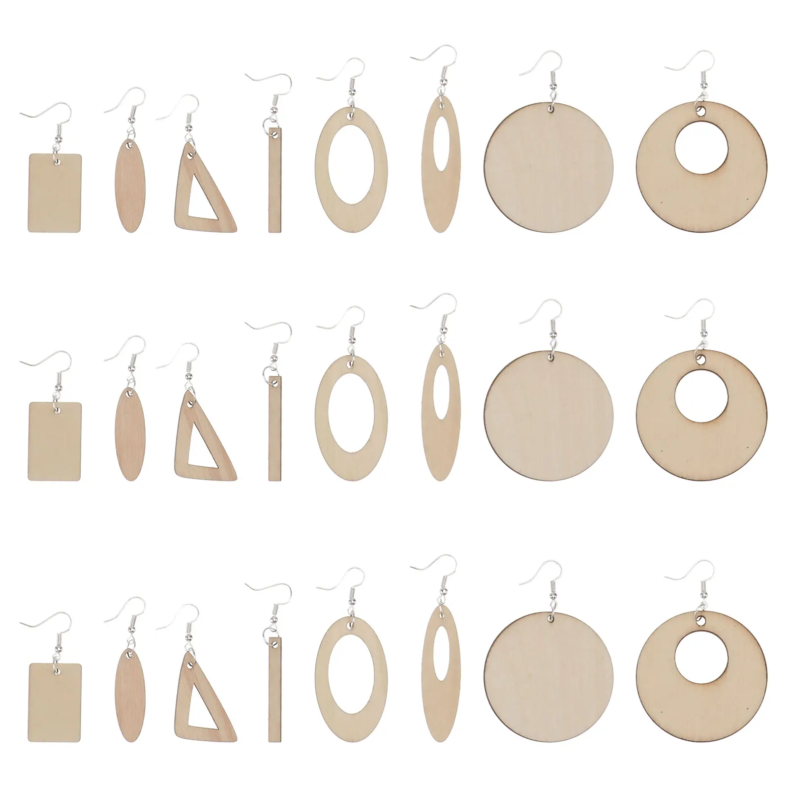 

1 set Wooden Earring Set Unfinished Blank Drop Dangle DIY Craft Pendants Jewelry Making Supplies Lightweight Safe