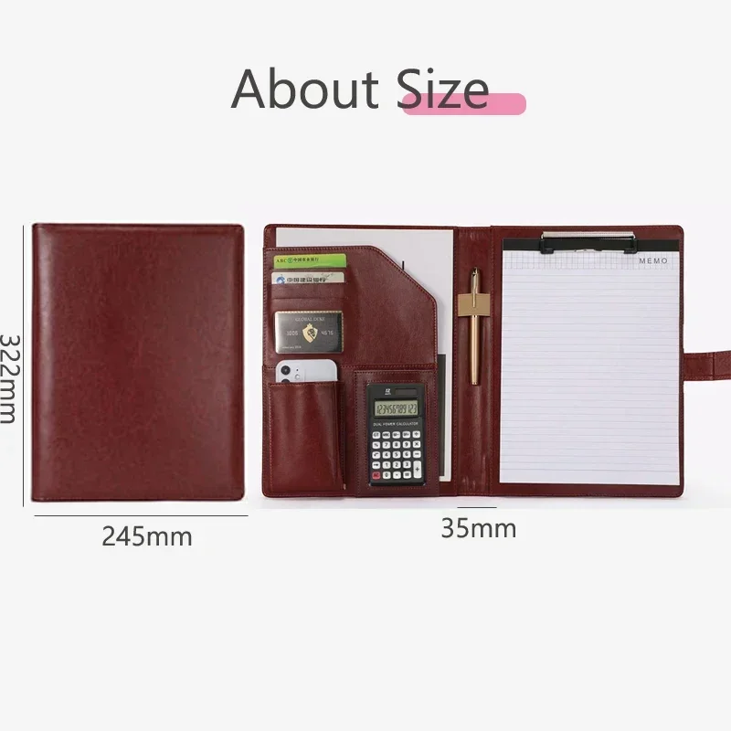 Padfolio Portfolio Clipboard Folder Man PU Organizer File Metal Holder Office Document Business Pad