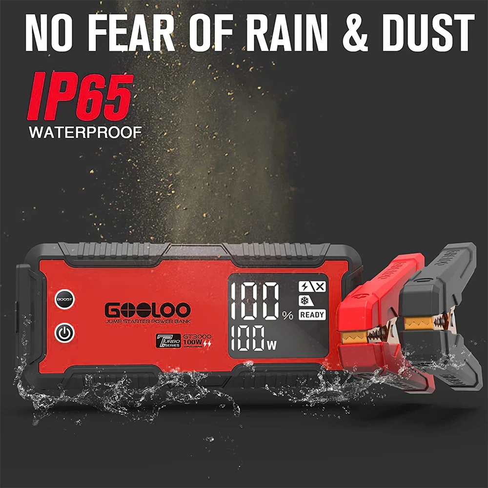 GOOLOO 59.2Wh Car Jump Starter Power Bank 3000A Car Battery Charger Auto Emergency Booster Starting Device Jump Start