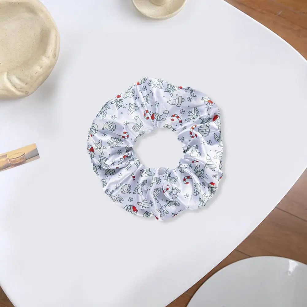 Christmas Scrunchie Santa Sock Scrunchie Festive Christmas Tree Snowflake Stocking Pattern Hair Scrunchie Pleated Hair Rope