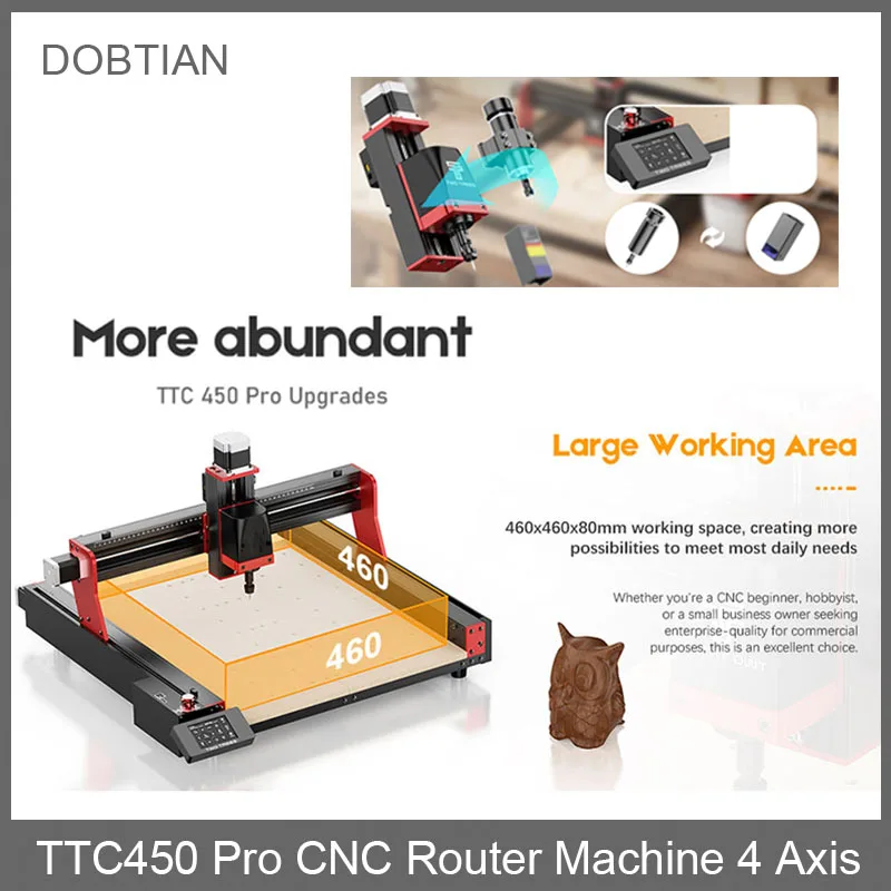 

TTC450 Pro CNC Milling Cutter Laser Engraving Machine for Wood Acrylic PCB PVC Metal 4 Axis CNC Router kit Large Size