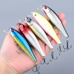 Señuelos oscilantes para lubina con ojos 3D y pez pequeño