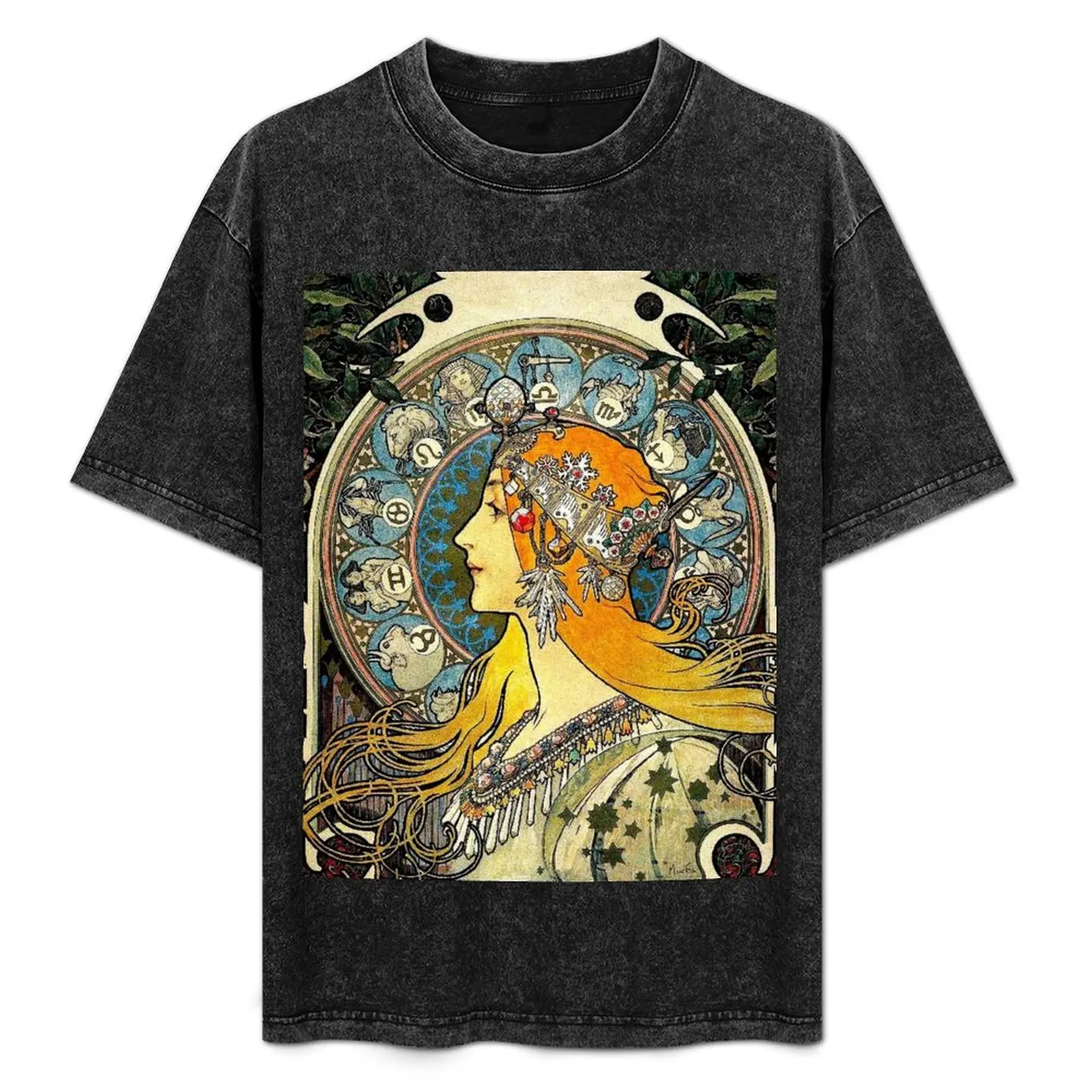 GYPSY ASTROLOGY;Vintage Fortune Teller Print T-Shirt Minimalist Plain Crew Neck T-Shirt