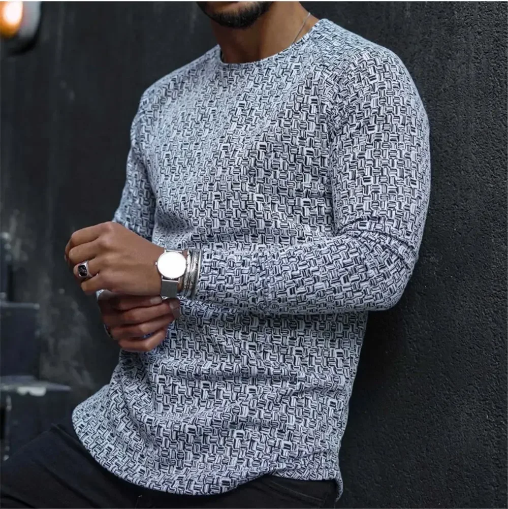 Fashion New Men O-Neck stripe Long Sleeve T Shirts Streetwear Shirts Men Tops