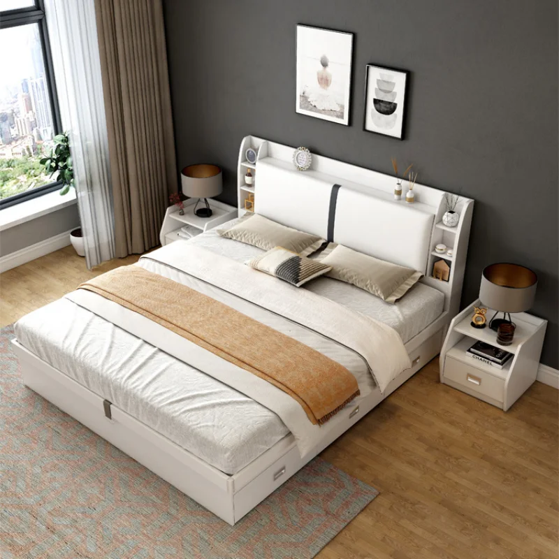 The product can be customized. The bed is modern, simple, double, 1.8m air pressure, and the storage bed of high box be