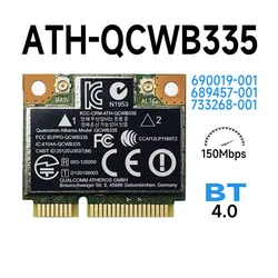 クアルコム Atheros QCWB335 WiFi ワイヤレス + Bluetooth 4.0 ミニ Pci-E カード