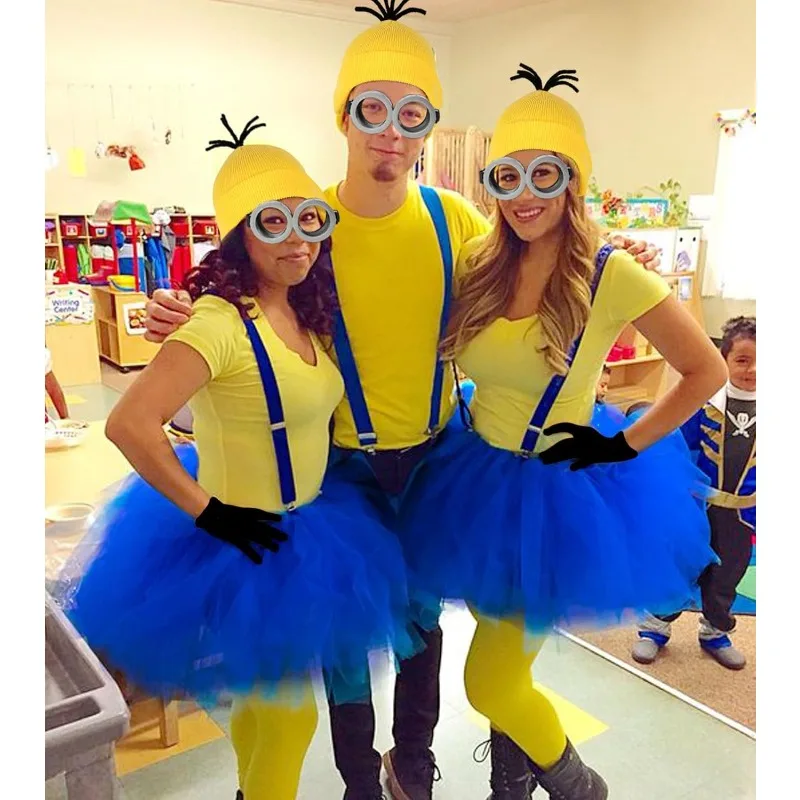 

BSR Halloween Costume for Adult Women,Goggles/Yellow Beanie/Blue Dress/Suspenders/Gloves Halloween Costume Accessories