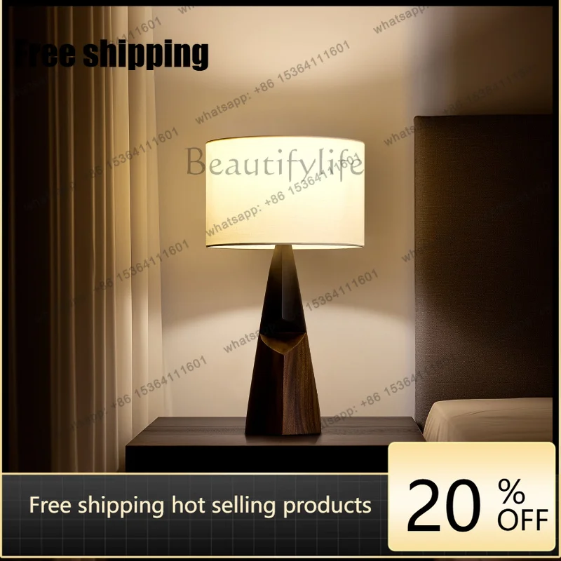 YJ wabi-sandy wind solid wood ornament luminous Italian minimalist decoration bedroom bedside atmosphere
