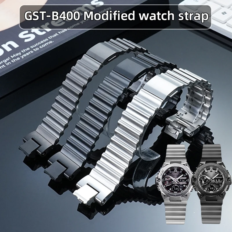 2025-新しいステンレス鋼ストラップブレスレットカシオ-g-steel-スチールハートブラックナイト-5657-gst-b400-時計ストラップ修正されたスチールバンド