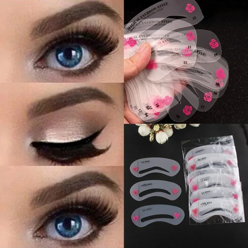 24 Styles/set Eye Makeup Stencils Grooming Eyebrow Stencil Kits DIY Eyebrow Templates for Women Make Up Beauty Tools Accessories