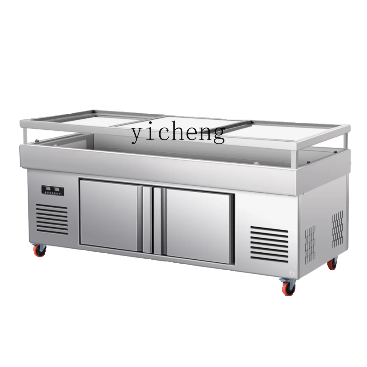 

TQH stainless steel seafood ice table commercial dishes refrigerated and frozen double temperature display cabinet
