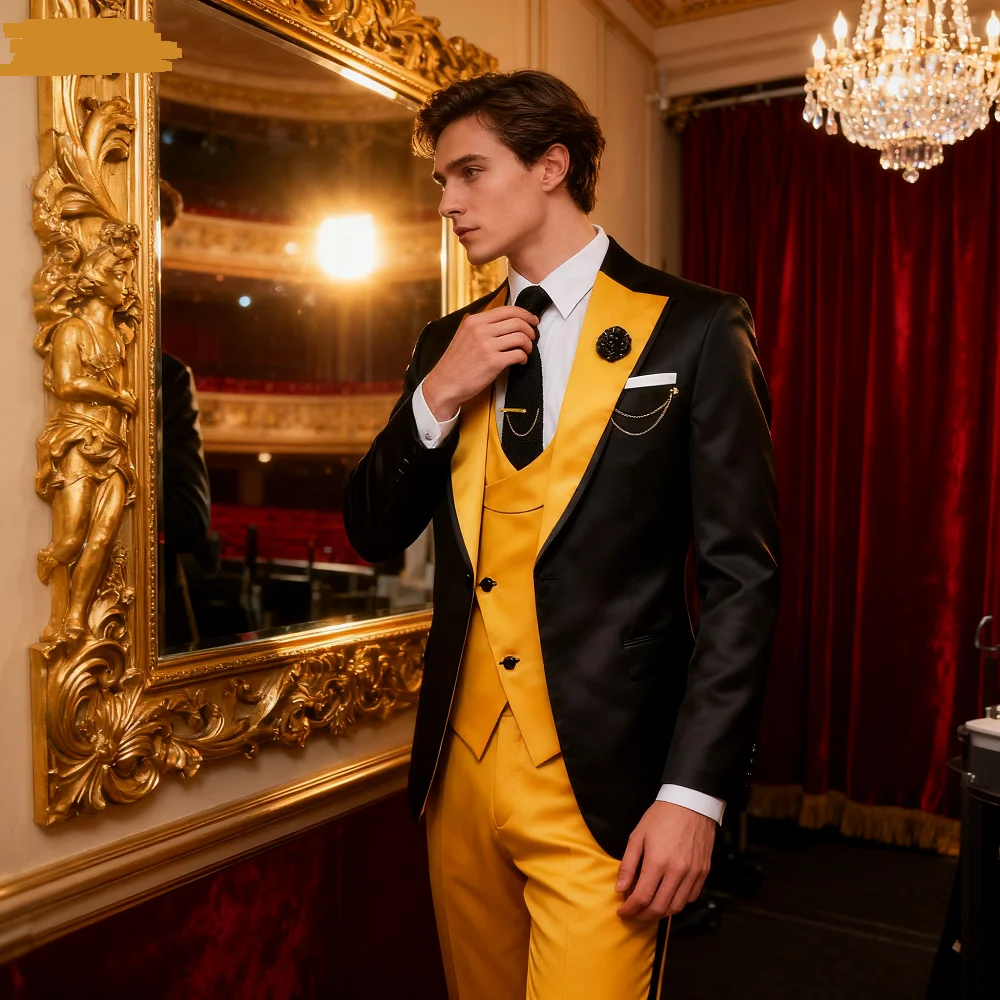 

3 Pieces Slim Fit Men's Tuxedo Suits Formal Business Groom Costume for Wedding Party Prom - Jacket Pant Vest Set