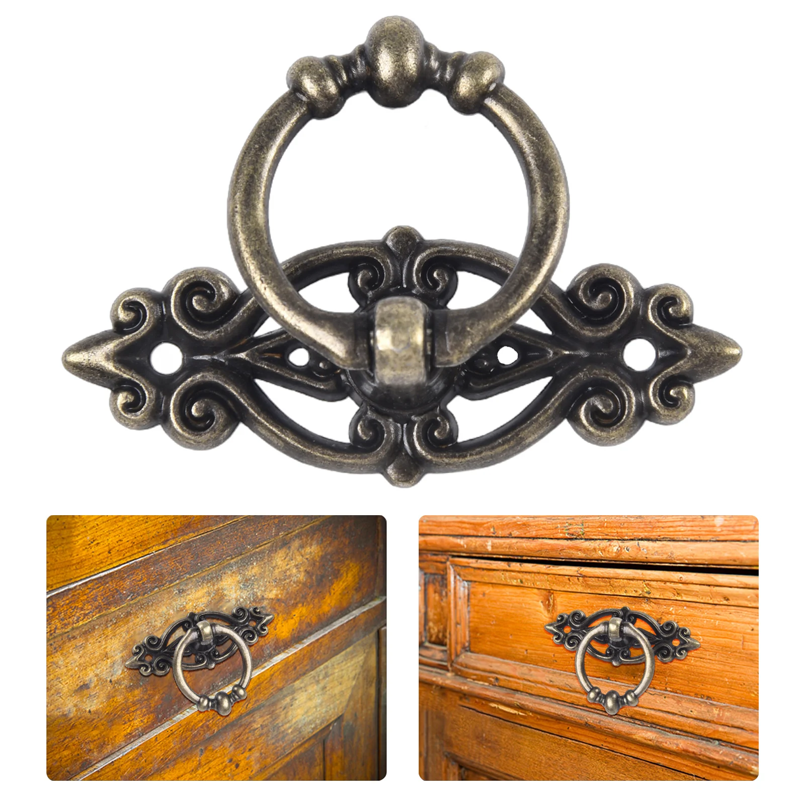 Drawer Pull Ring Alloy Handle Tools Trash Cans Zinc Alloy 1PC Antique Screws Dressers Hanging Installation Easy