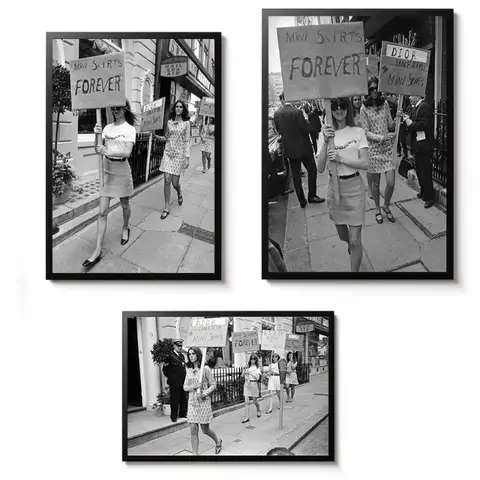 Vintage Black and White Mini Skirts Forever 1960s Photography Fashion Poster Canvas Painting Wall Art Pictures Home Decor