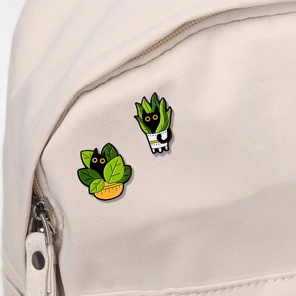 Drip Oil Cartoon Potted Plant Cute Black Cat Series Badge Brooch Bag Clothing Animal Badge